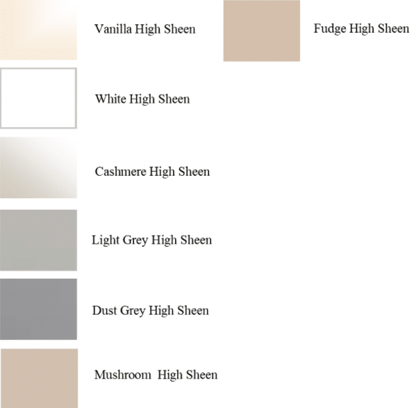 Lustro available finishes