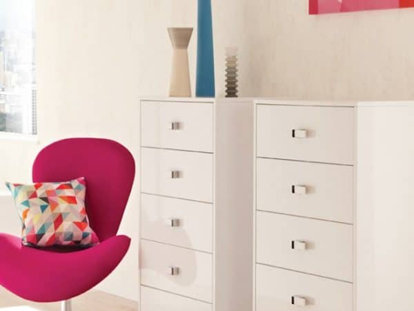 Lustro bedroom design available at Hush Bedrooms - pink chair
