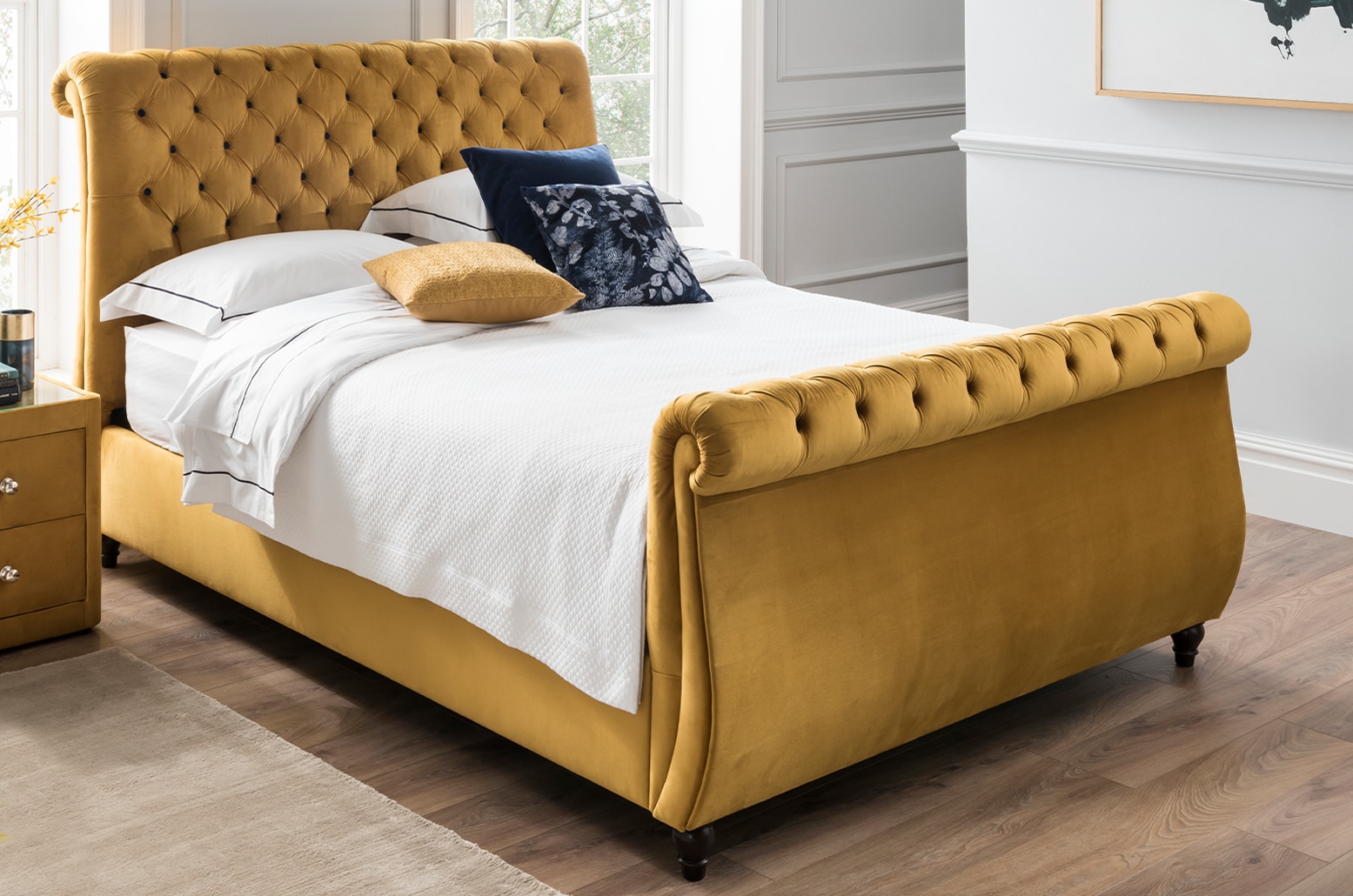 Chesterfild bedroom design at Hush Bedrooms - yellow