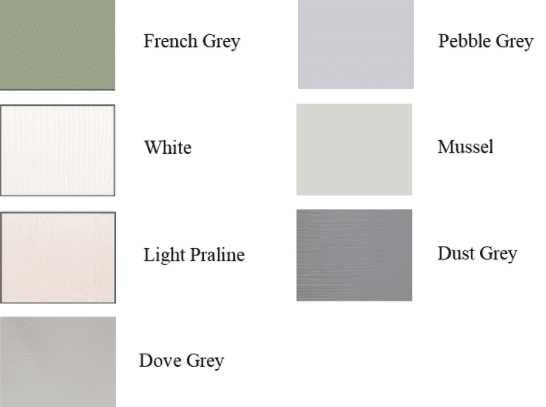 Lucerne available finishes