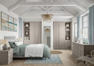 rural oak hallaton bedroom range with fitted shelving