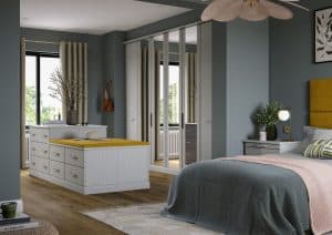 welford fitted bedroom range white ash walk in wardrobe