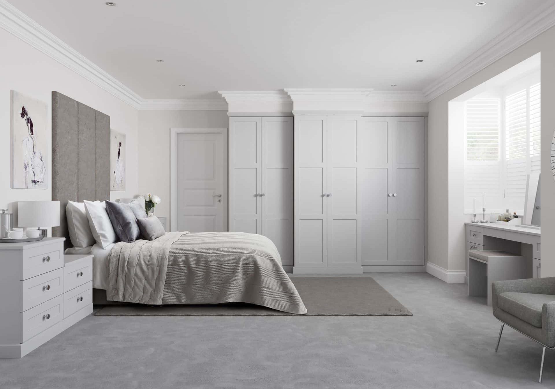 TORINO_LIGHT_GREY_fitted bedroom with matching bedside tables and dresser TORINO LIGHT GREY fitted bedroom with matching bedside tables and dresser